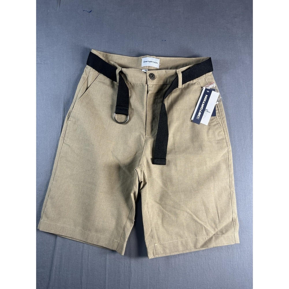 Distortion Short Boys Size 12 Chino Shorts with Belt Bermuda Khaki NWT